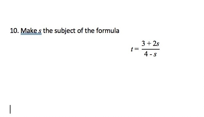 Make s the subject of the formula-example-1