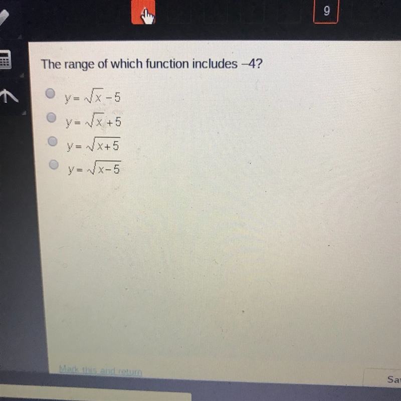 The range of which function includes -4?-example-1