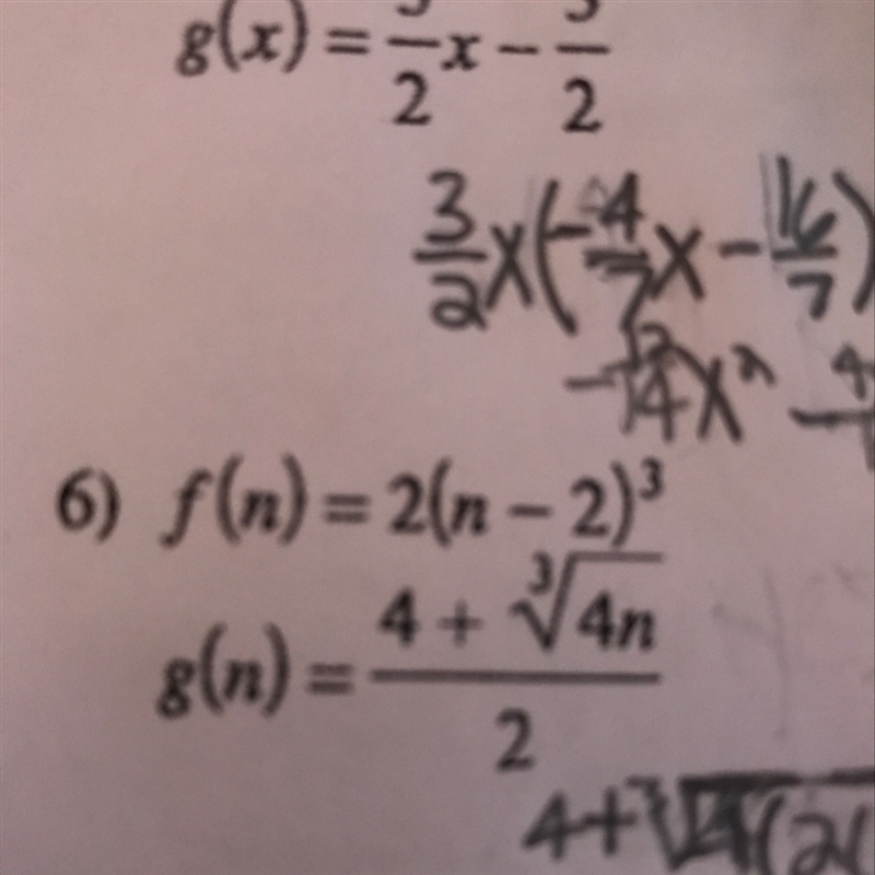 #6 is the question, are these two functions inverse’s-example-1