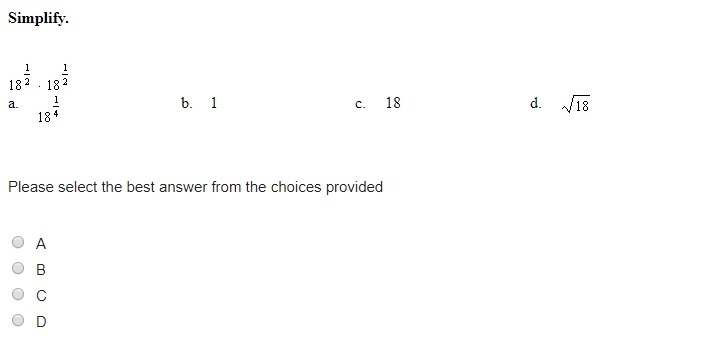 Simplify. Please select the best answer from the choices provided-example-1