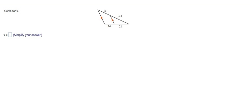 Solve for x. A triangle has the following sides, starting from the bottom and moving-example-1