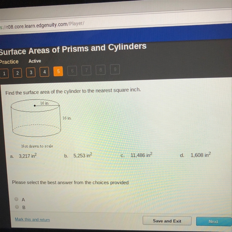 Find the surface area of the cylinder to the nearest square inch-example-1