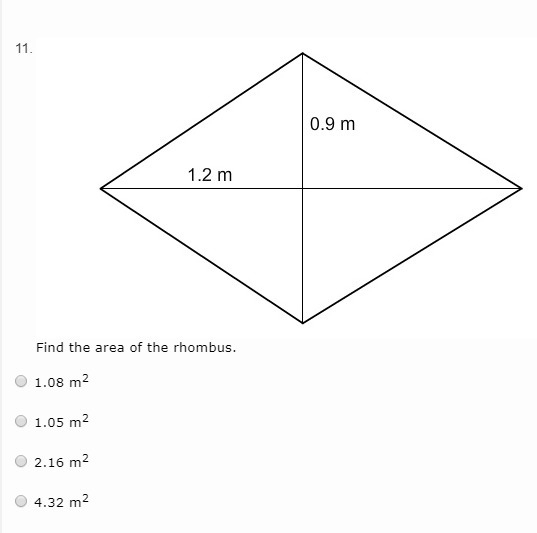 Find the area of the rhombus.-example-1