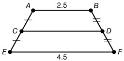 ABDC is a trapezoid. Line AB = 2.5, and Line EF = 4.5. What is the length of Line-example-1