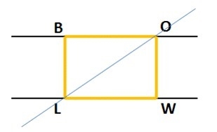 In rectangle BOWL with diagonal OL, which pair of angles is a pair of alternate interior-example-1