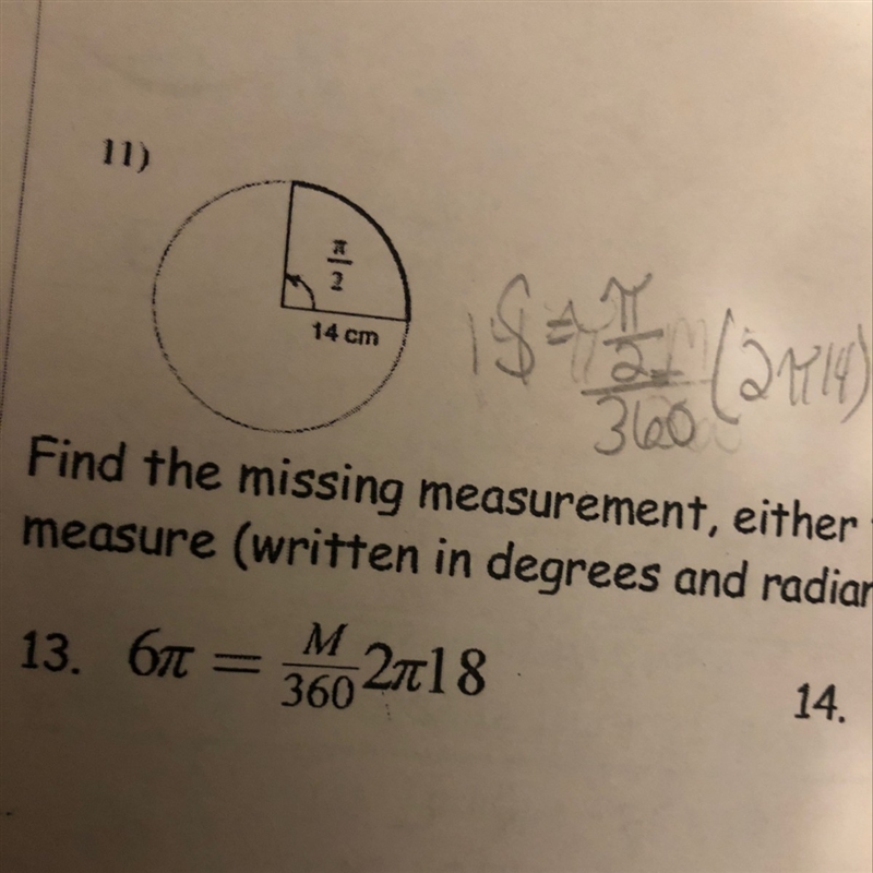 6pi= M over 360, 2 times pi times 18-example-1