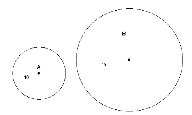 How many times greater is the area of circle B compared to the area of circle A? A-example-1