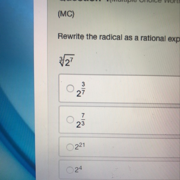 Rewrite the rational exponent as a radical exponent-example-1