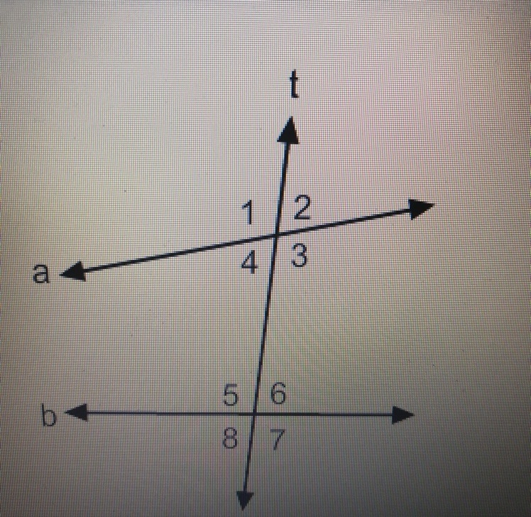 Which angles are corresponding angles? A. 1 and 2 B. 2 and 8 C. 2 and 6 D. 1 and 3-example-1