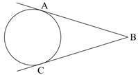 1. The circle shown below has AB and BC as its tangents: AB and BC are two tangents-example-1