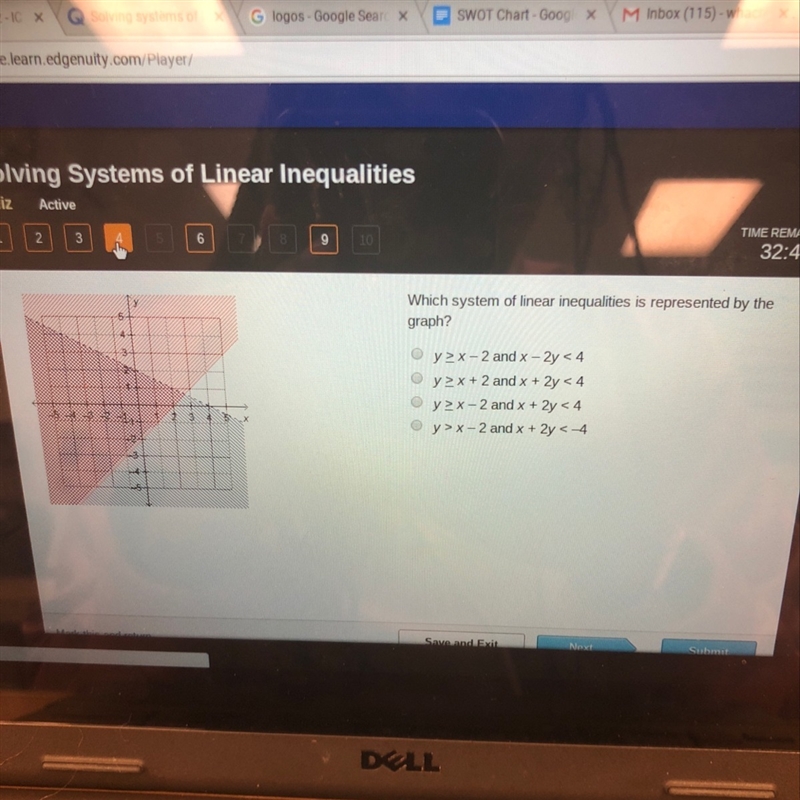 Which statement of linear inequalities is represented by the graph-example-1