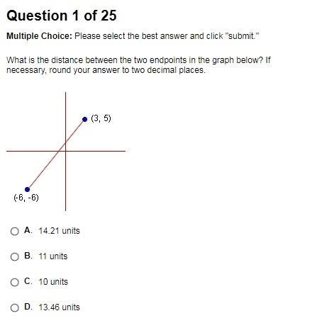 What is the distance between the two endpoints in the graph below? if necessary,round-example-1