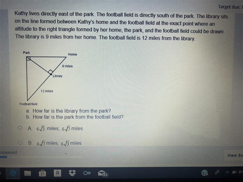 99 POINTS HURRY PLS!! Kathy lives directly east of the park. The football field is-example-1