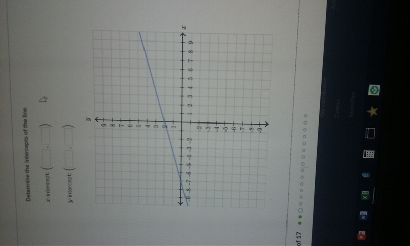 Help Me Please!!! : Determine the intercepts of the line.-example-1