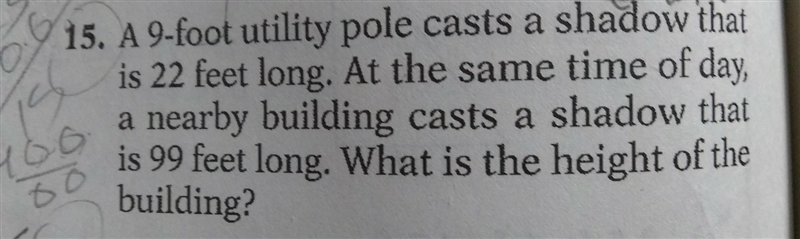 Write and solve a proportion to find the height of the building. I need help on finding-example-1