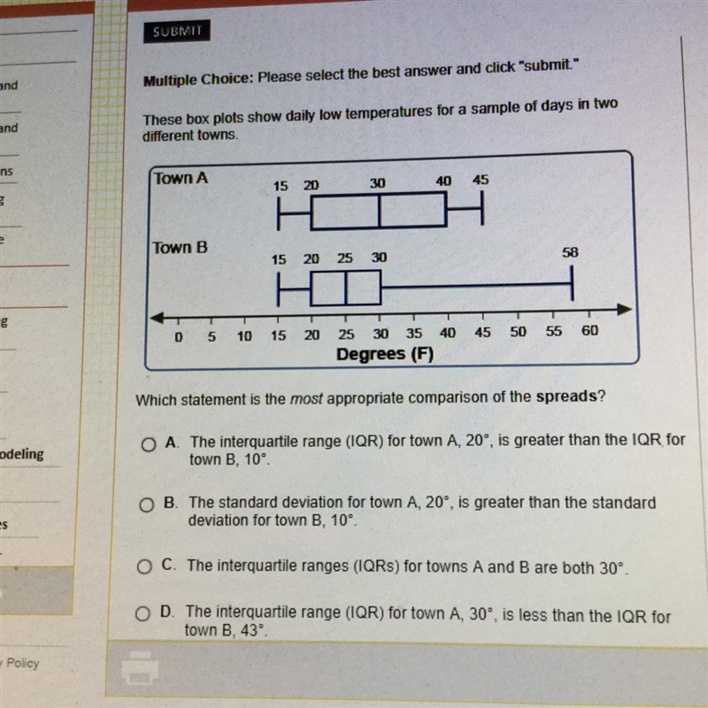 PLEASE HELP. NEED MOST APPROPRIATE COMPARISON OF THE SPREADS.-example-1