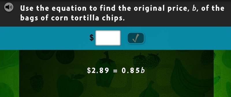 (7th Grade I-ready) Use the equation to find the original price. Explain, please-example-1