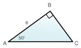 ABC below is a right triangle where the measure of AB is 6 units and the measure of-example-1