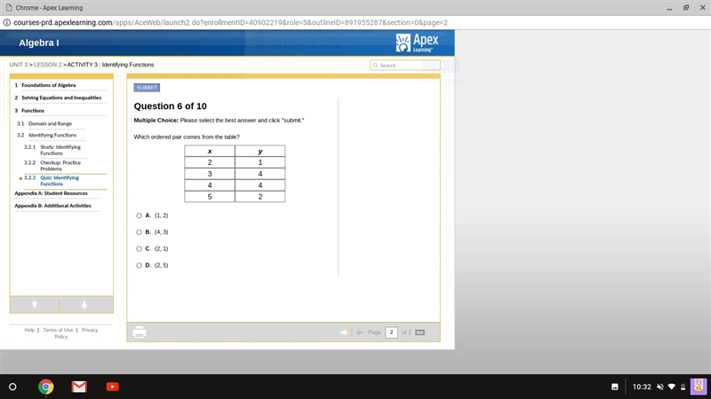 Which ordered pair comes from the table?-example-1