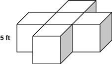 The object below is made up of identical cubes. Each cube has edges that are 5 feet-example-1