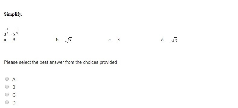 Simplify. Please select the best answer from the choices provided-example-1