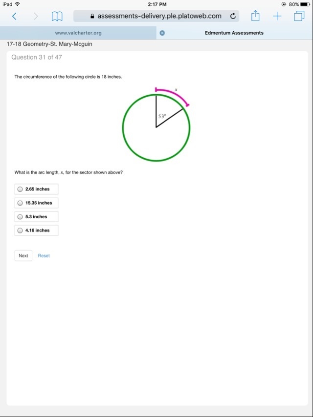 The circumference of the following circle is 18 inches.-example-1