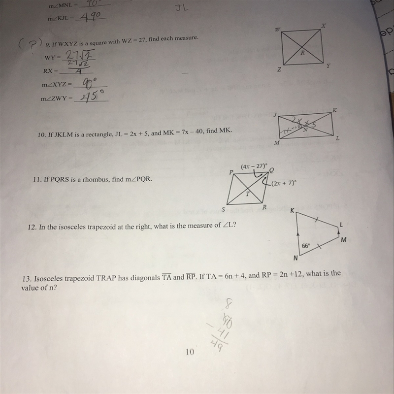 I need help on number 10 please-example-1