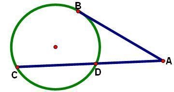 If line segment AD = 11 cm and tangent line segment AB = 25 cm, calculate the length-example-1