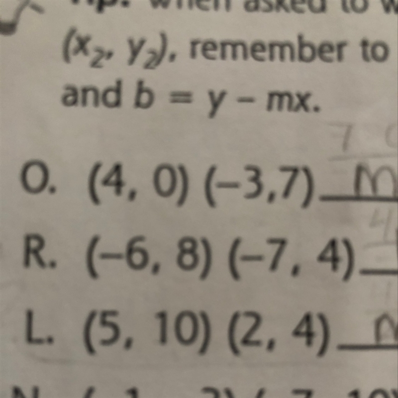 What is the slope and y-intercept of problem R and L?-example-1