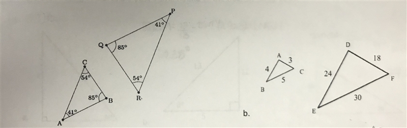 Please help me determine whether the triangles are similar. If so, write a similarity-example-1