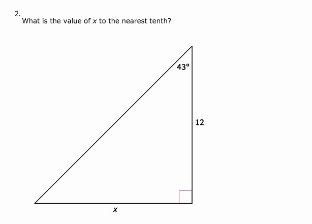 What is the value of x to the nearest tenth? (Please explain how to do this. I can-example-1