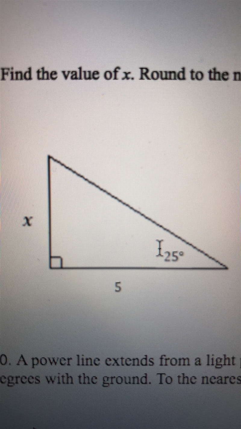 9. Find the value of x. Round to the nearest tenth. The diagram is not drawn to scale-example-1