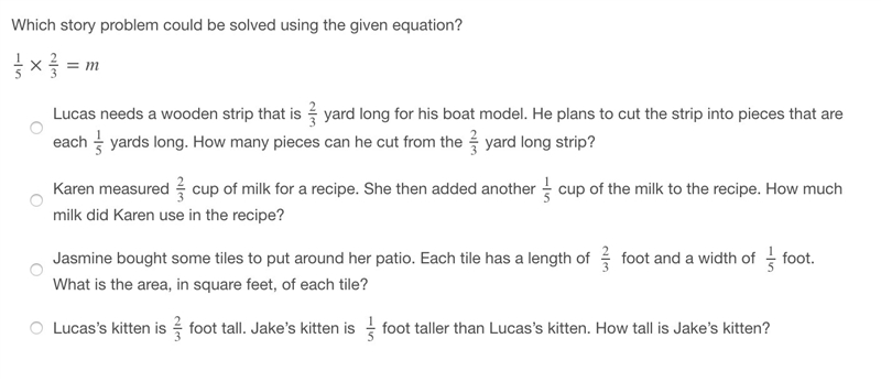 Which story problem could be solved using the given equation? Please help ASAP!-example-1