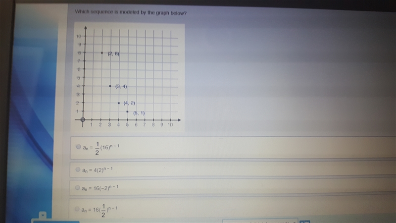 Which sequence is modeled by the graph below?-example-1