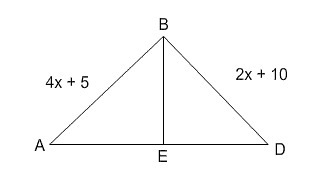 In the isosceles triangle below, if BD is the perpendicular bisector of AD what is-example-1