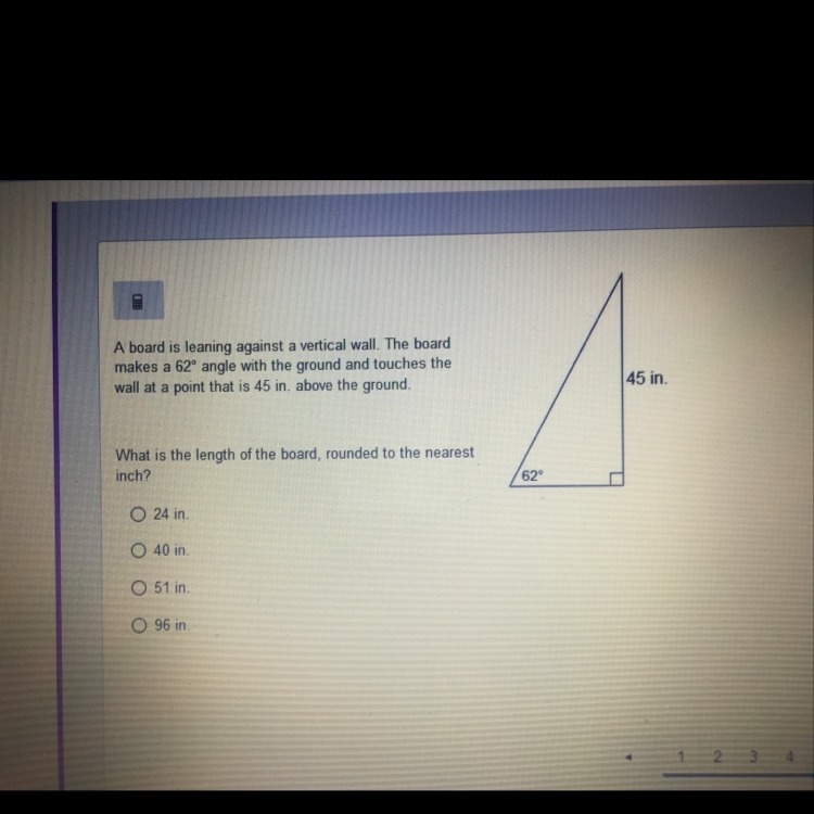 A board is leaning against a vertical wall, The board makes a 62 degree angle with-example-1