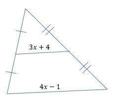 Find the value of x in the triangle below.-example-1