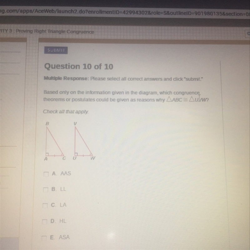 Based only on the information given in the diagram, which congruence theorems or postulates-example-1