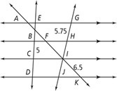 9. In the figure at right, GH = HI = IJ. Find the length of AK.-example-1