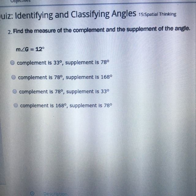 Find the measure of the complement and the supplement of the angle.-example-1