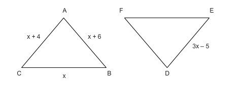 Triangle ABC and DEF are congruent. Find x.-example-1