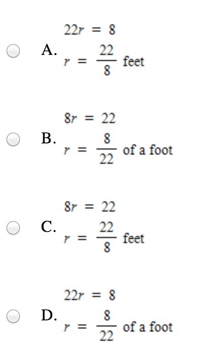 Daniel had a 22-foot-long rope that he cut into eight equal pieces. Which equation-example-1