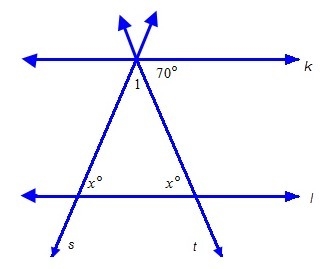 Lines k and l are parallel. When lines k and l are cut by the transversals below, an-example-1