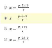 Solve for x. y=7x−7z−9 Answer choices are listed in pic-example-1