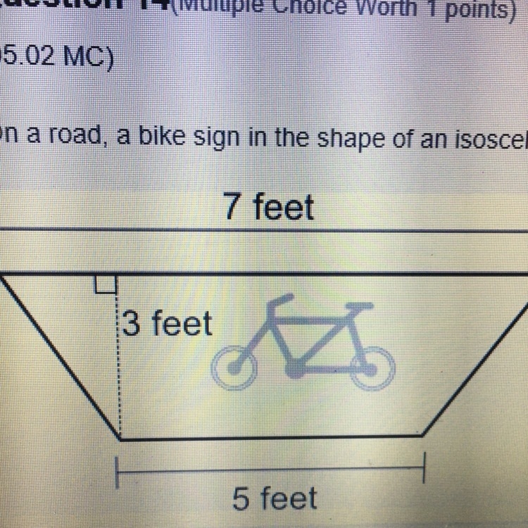 On the road, a bike sign in the shape of an isosceles trapezoid is to be painted. The-example-1