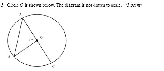 Circle O is shown below. what is the measure of angle bac? 43.5 degrees 46.5 degrees-example-1