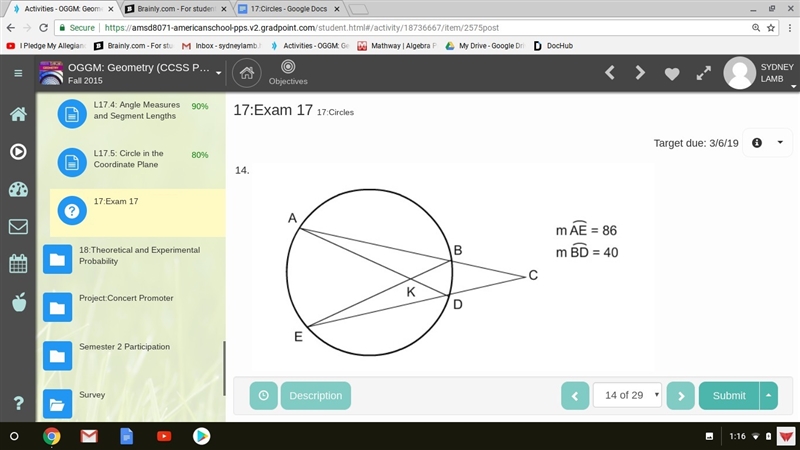 What is the measure of angle BKD 43 63 23 20-example-1