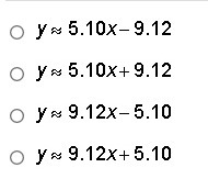 HELP NEEDED, TIMED! What is the equation of the line of best fit given by a regression-example-2