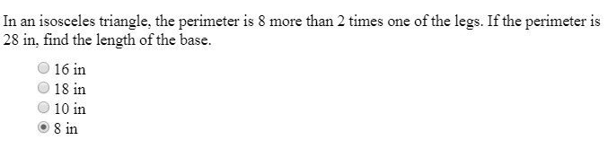 (52) Pleaase check ym answer I did 2(x + x) + 8 = 28 2x + 2x + 8 = 28 4x = 20 x = 5 and-example-1