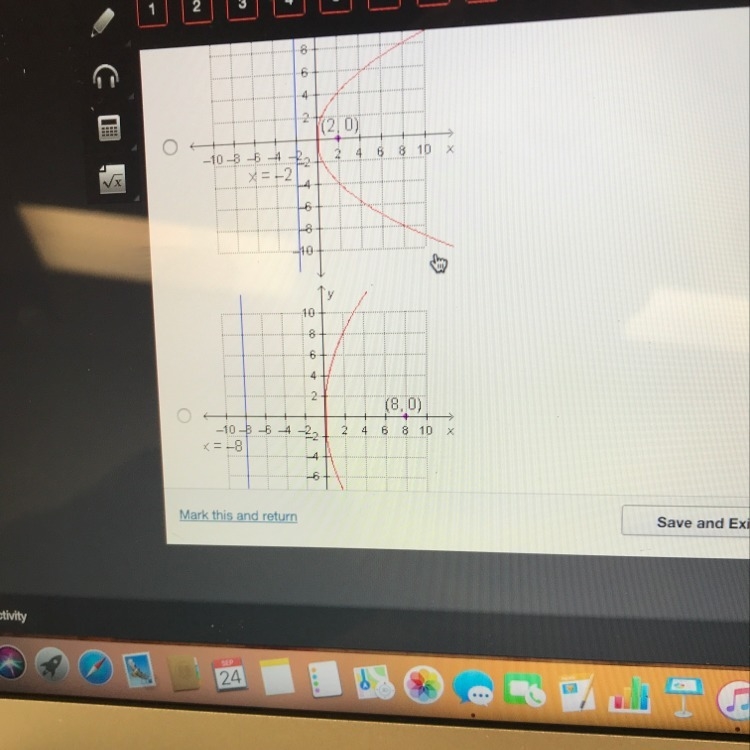 Which graph represents the equation x^2 = 8y?-example-1